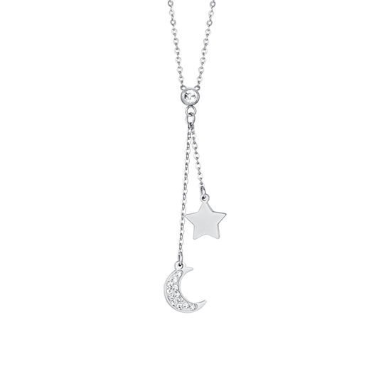 Carica immagine nella Galleria COLLANA DONNA IN ACCIAIO LUNA E STELLA
