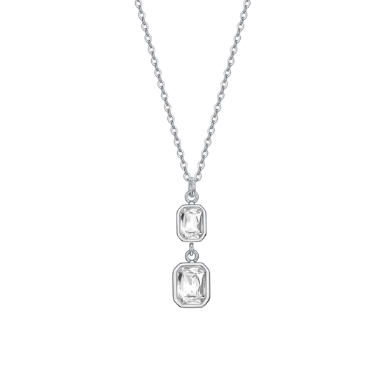 COLLANA DONNA IN ACCIAIO  CON CRISTALLI BIANCHI