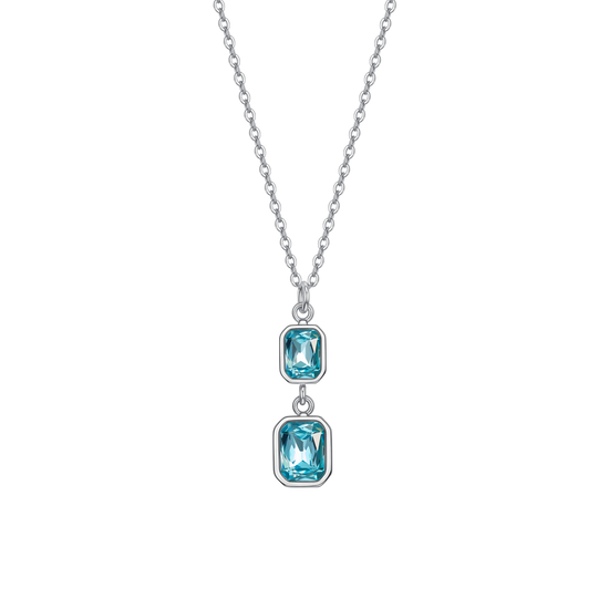COLLANA DONNA IN ACCIAIO CON CRISTALLI ACQUA MARINA