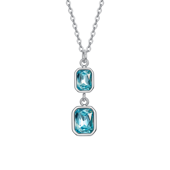 COLLANA DONNA IN ACCIAIO CON CRISTALLI ACQUA MARINA