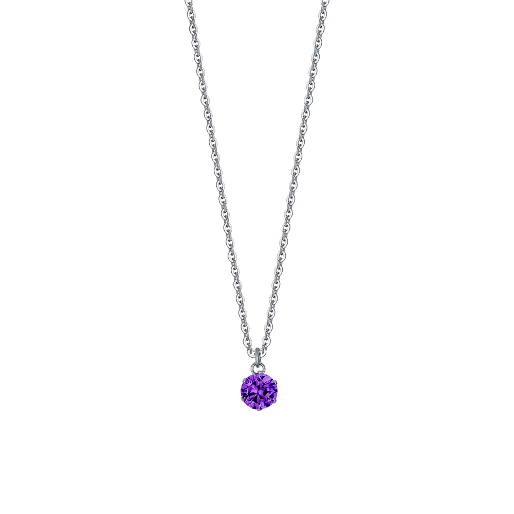 COLLANA DONNA IN ACCIAIO  ZIRCONE VIOLA
