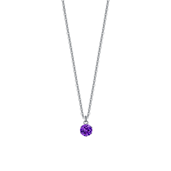 COLLANA DONNA IN ACCIAIO  ZIRCONE VIOLA