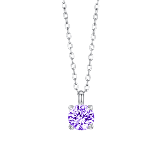 COLLANA DONNA IN ACCIAIO  ZIRCONE VIOLA