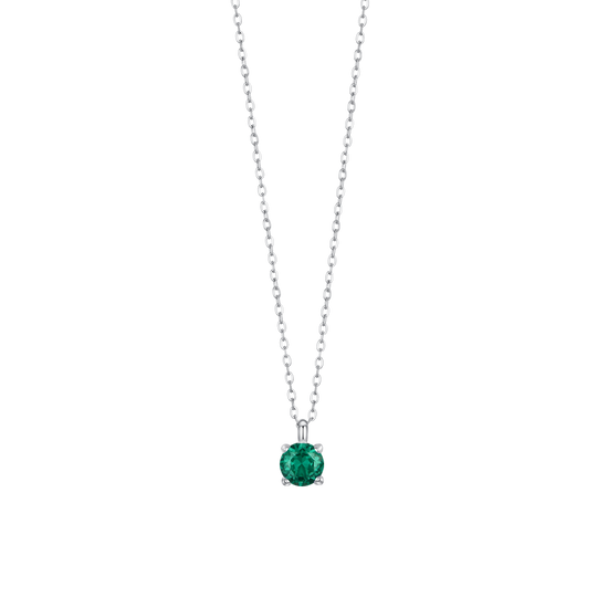 COLLANA DONNA IN ACCIAIO  ZIRCONE VERDE