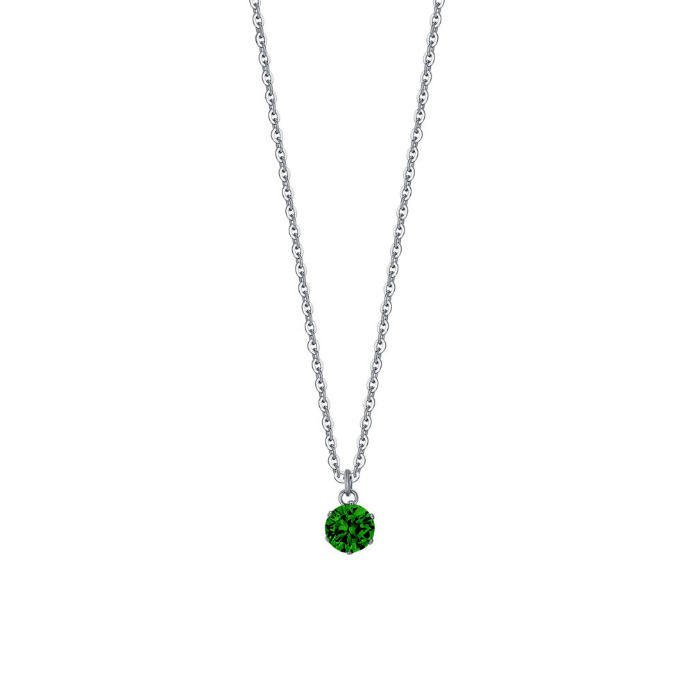 COLLANA DONNA IN ACCIAIO  ZIRCONE VERDE