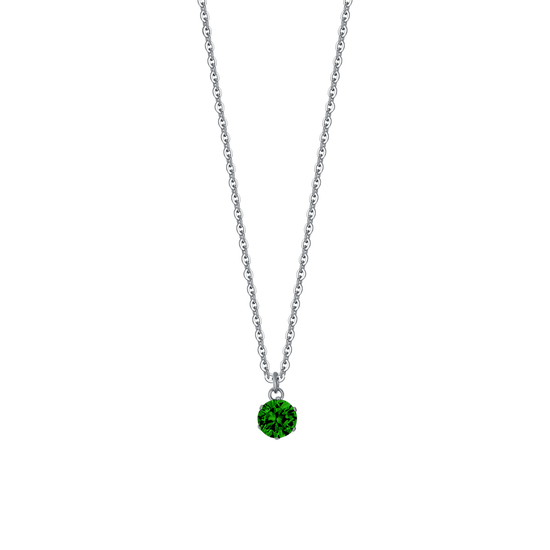 COLLANA DONNA IN ACCIAIO  ZIRCONE VERDE