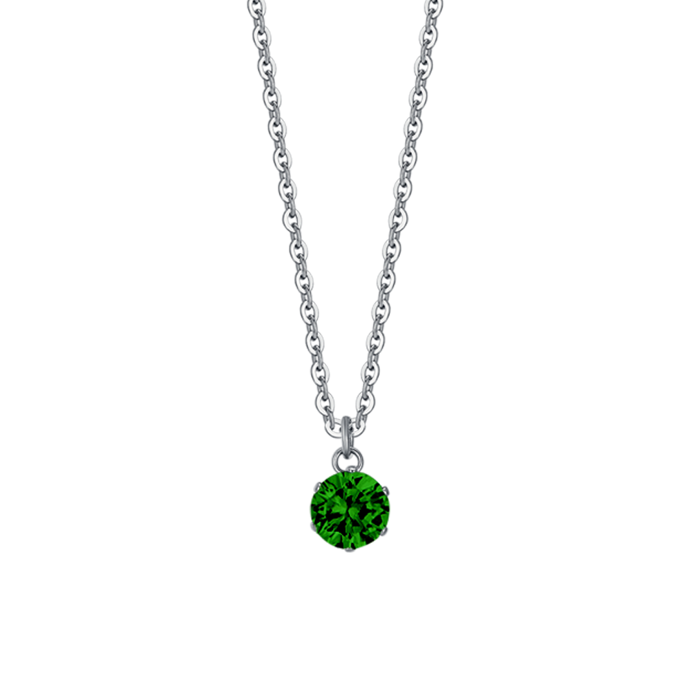 COLLANA DONNA IN ACCIAIO  ZIRCONE VERDE