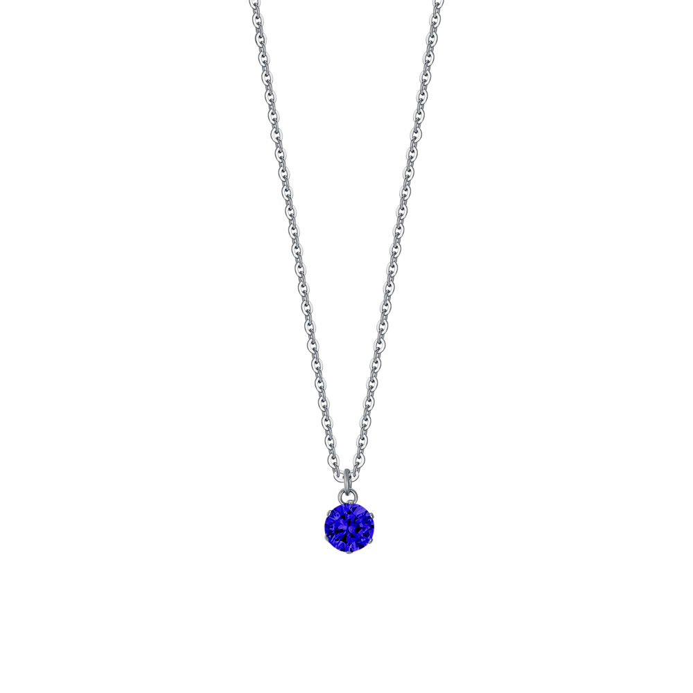 COLLANA DONNA IN ACCIAIO CON ZIRCONE BLU
