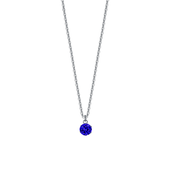 COLLANA DONNA IN ACCIAIO CON ZIRCONE BLU