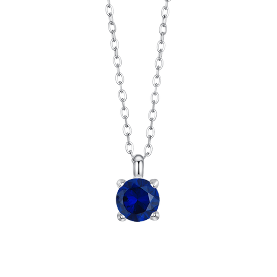 COLLANA DONNA IN ACCIAIO CON ZIRCONE BLU