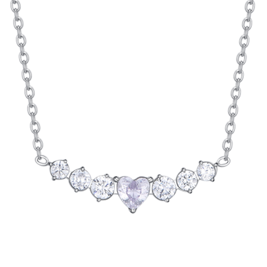 WOMEN'S STEEL NECKLACE WITH HEART AND WHITE CRYSTALS