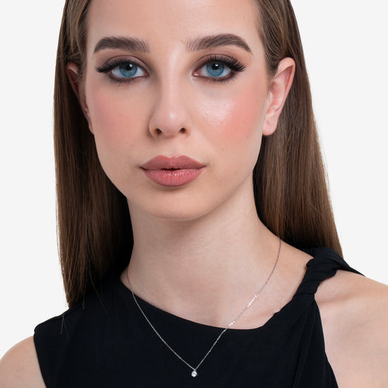 COLLANA DONNA IN ACCIAIO  CON CRISTALLO BIANCO