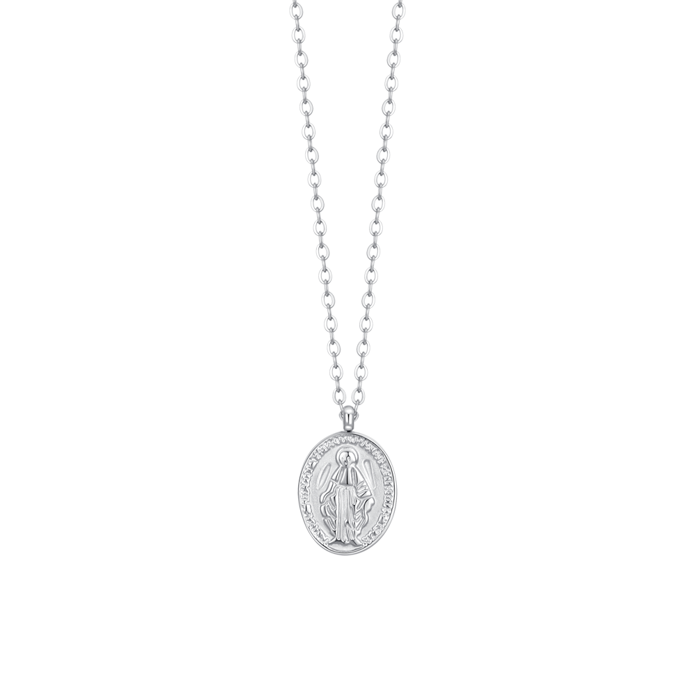 COLLANA DONNA IN ACCIAIO, MEDAGLIETTA CON MADONNINA MIRACOLOSA