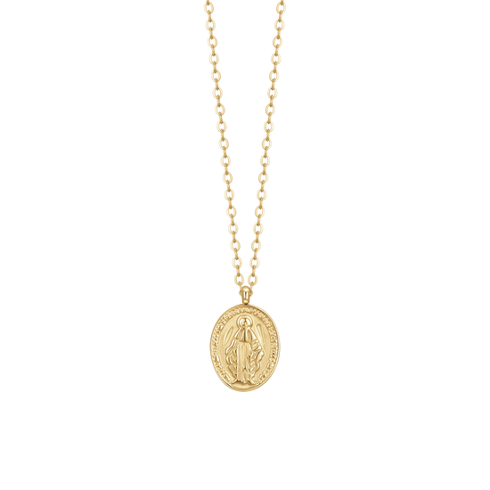 COLLANA DONNA IN ACCIAIO IP GOLD, MEDAGLIETTA CON MADONNINA