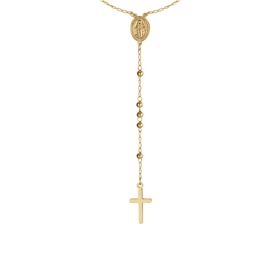 COLLANA DONNA ROSARIO  IN ACCIAIO IP GOLD