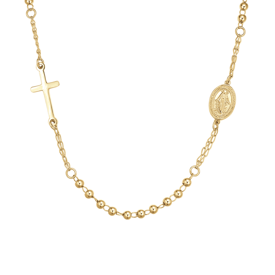 COLLANA DONNA ROSARIO IN ACCIAIO IP GOLD