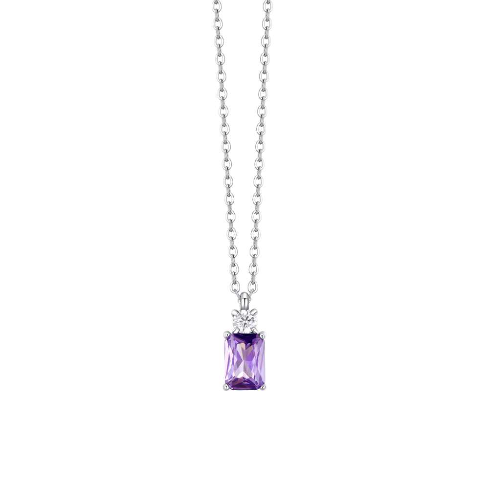 COLLANA DONNA IN ACCIAIO CON ZIRCONI VIOLA E BIANCO