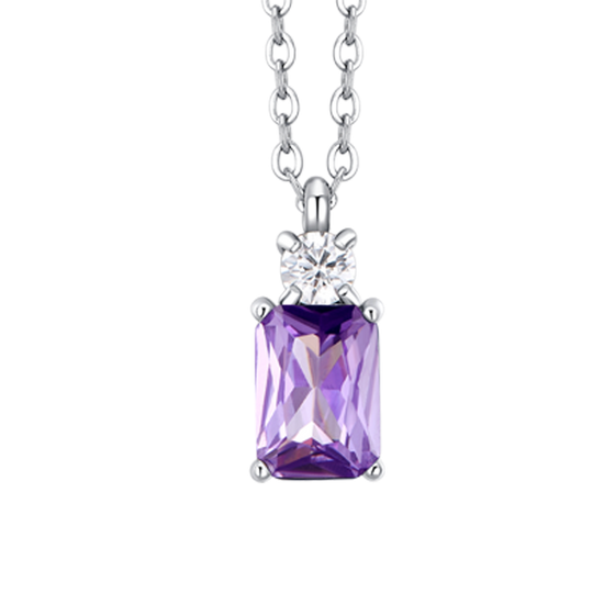 Carica immagine nella Galleria COLLANA DONNA IN ACCIAIO CON ZIRCONI VIOLA E BIANCO
