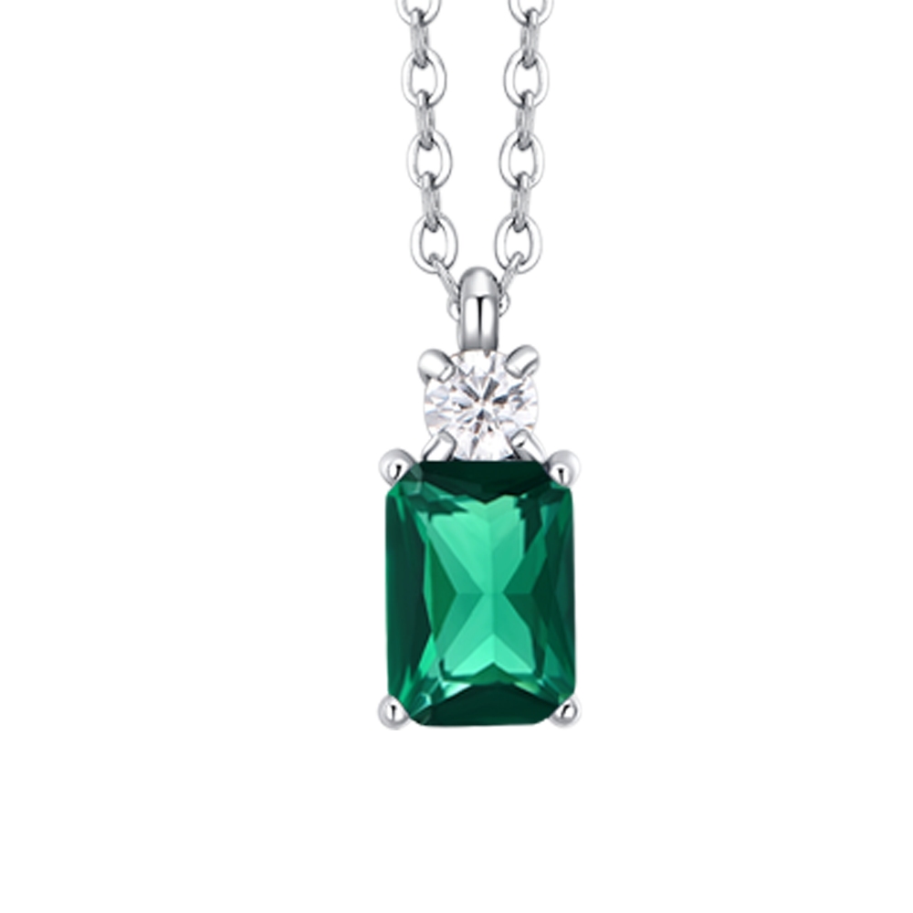 COLLANA DONNA IN ACCIAIO CON ZIRCONI VERDE E BIANCO