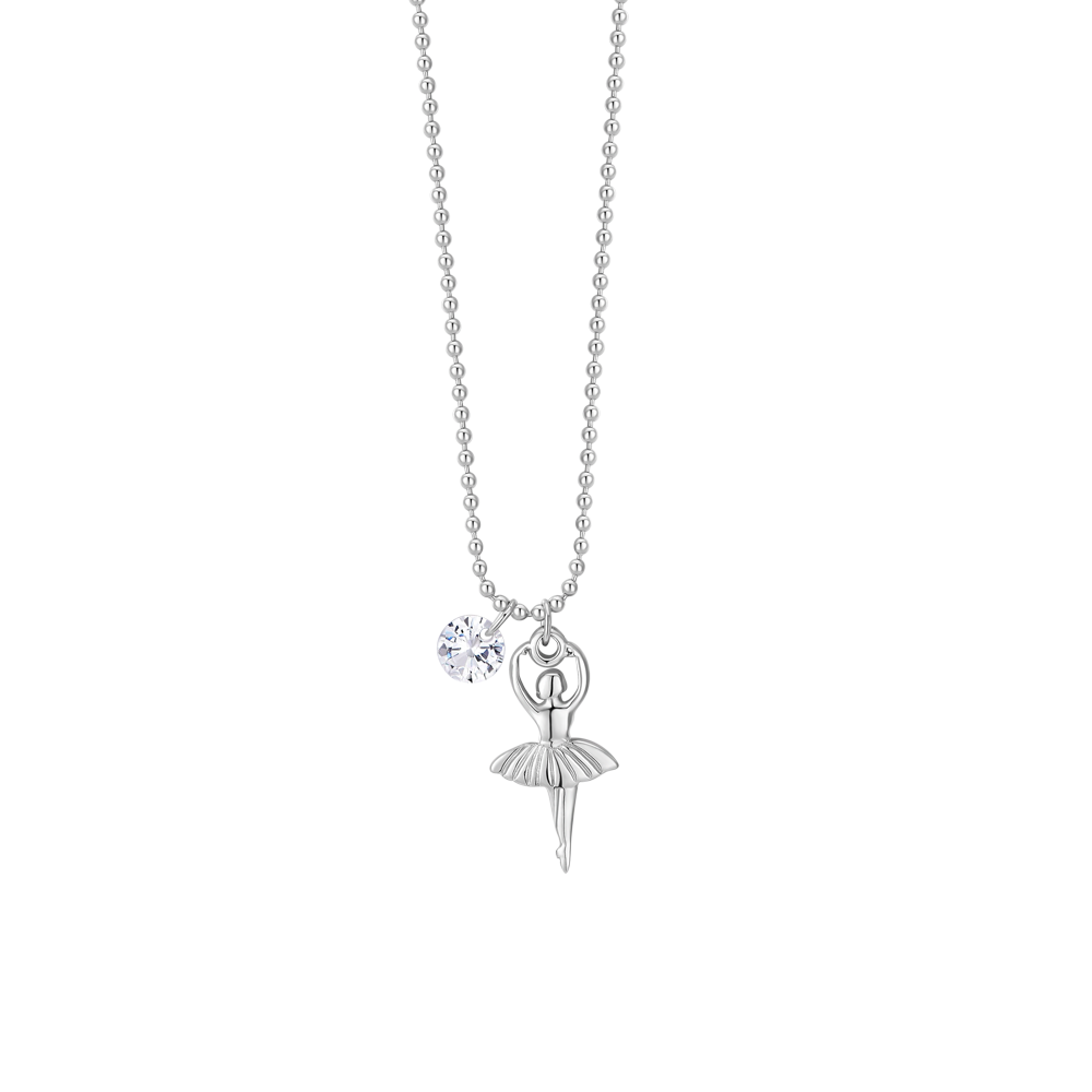 COLLANA DONNA IN ACCIAIO CON BALLERINA E ZIRCONE BIANCO