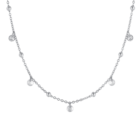 COLLANA DONNA IN ACCIAIO CON ZIRCONI BIANCHI