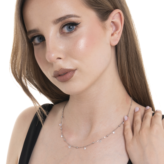 COLLANA DONNA IN ACCIAIO CON ZIRCONI BIANCHI
