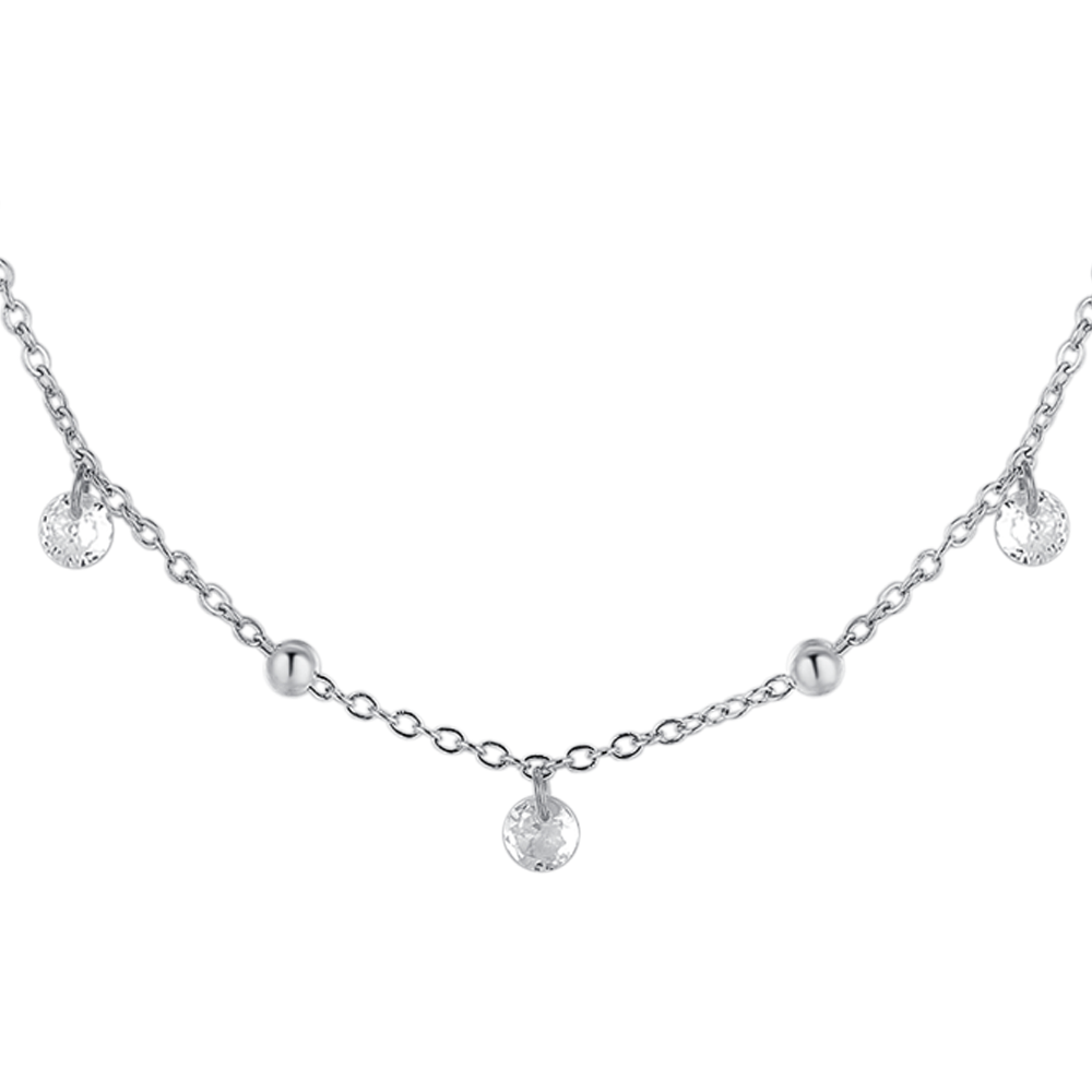 COLLANA DONNA IN ACCIAIO CON ZIRCONI BIANCHI
