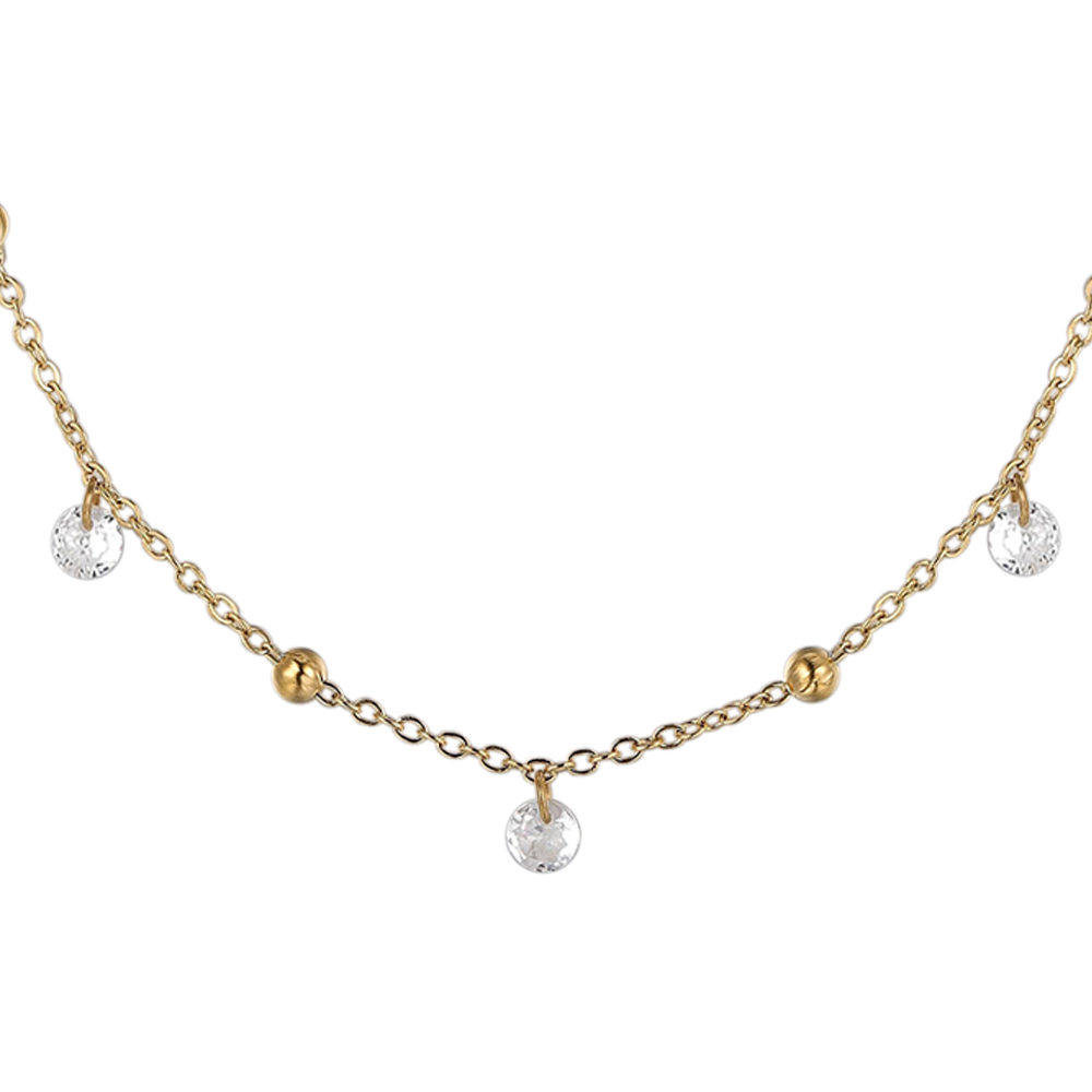 COLLANA DONNA IN ACCIAIO IP GOLD CON ZIRCONI BIANCHI