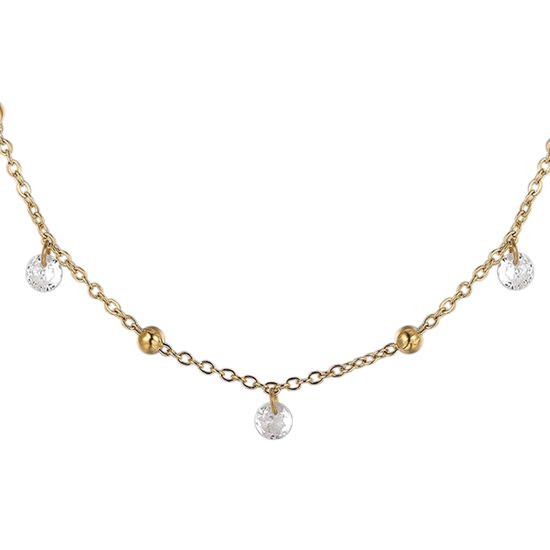 COLLANA DONNA IN ACCIAIO IP GOLD CON ZIRCONI BIANCHI