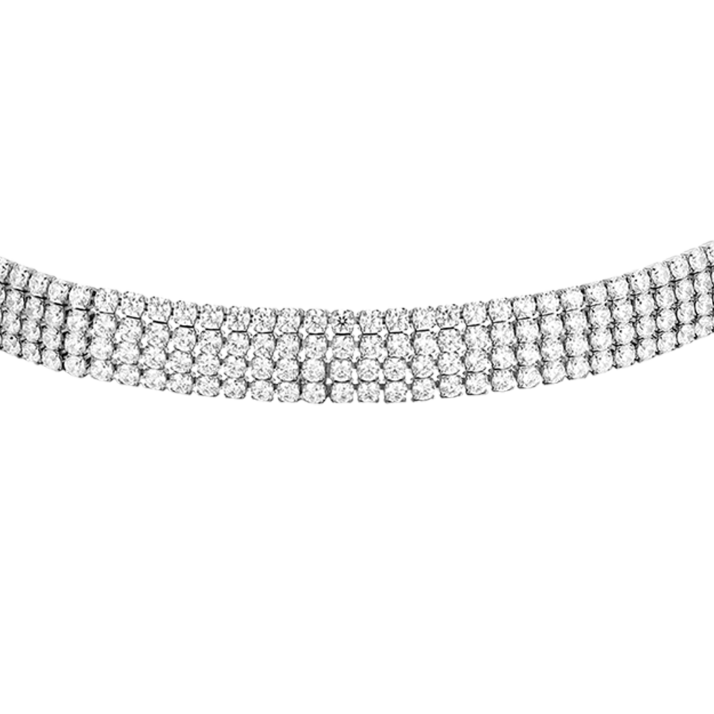 COLLANA CHOKER TENNIS DONNA IN ACCIAIO CON ZIRCONI BIANCHI
