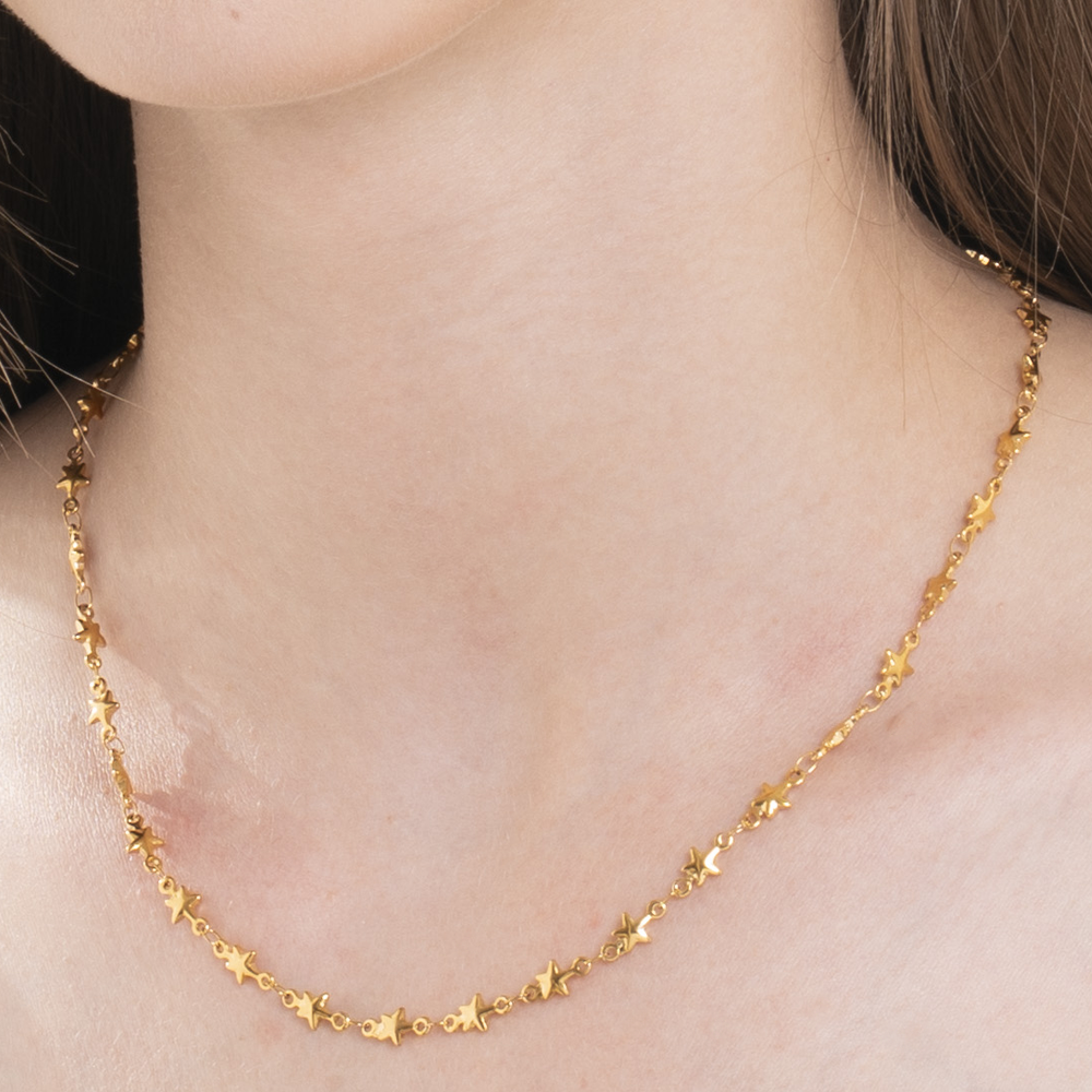 IP GOLD STEEL WOMEN'S NECKLACE WITH STARS
