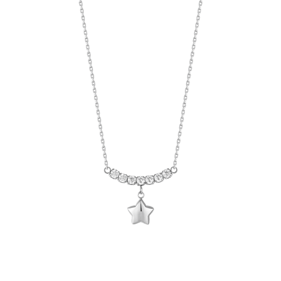 COLLANA DONNA IN ACCIAIO CON STELLA E ZIRCONI BIANCHI