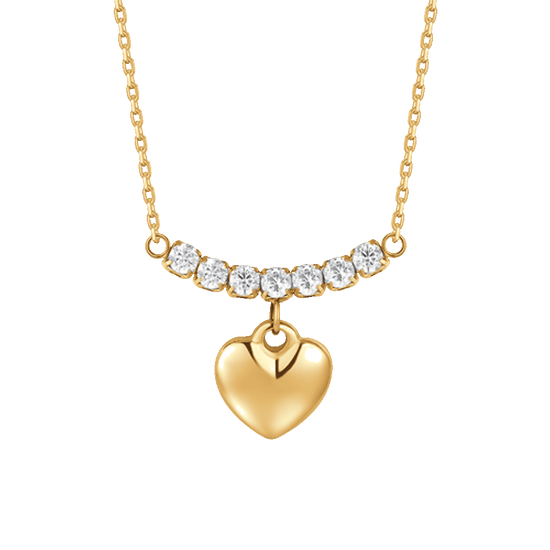 COLLANA DONNA IN ACCIAIO IP GOLD CON CUORE E ZIRCONI BIANCHI