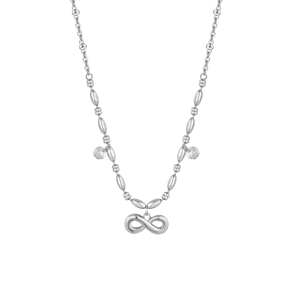 COLLANA DONNA IN ACCIAIO CON INFINITO E ZIRCONI BIANCHI