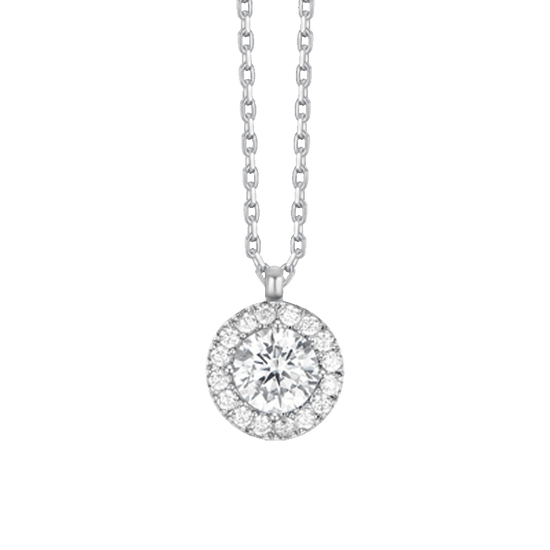 COLLANA DONNA IN ACCIAIO CON ELEMENTO CON ZIRCONI BIANCHI