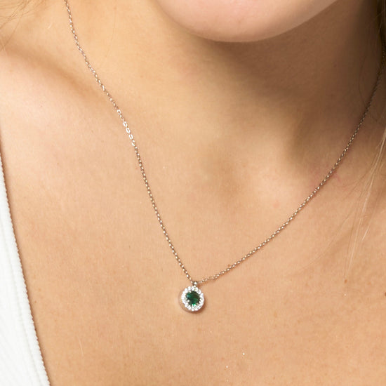 COLLANA DONNA IN ACCIAIO CON ELEMENTO CON ZIRCONI VERDI E BIANCHI
