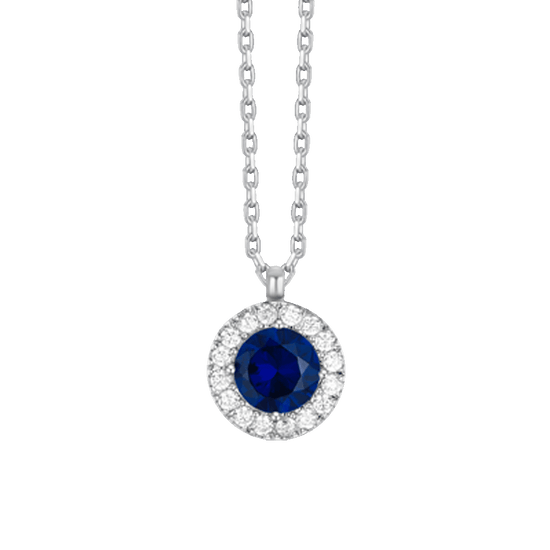 COLLANA DONNA IN ACCIAIO CON ELEMENTO CON ZIRCONI BLU E BIANCHI