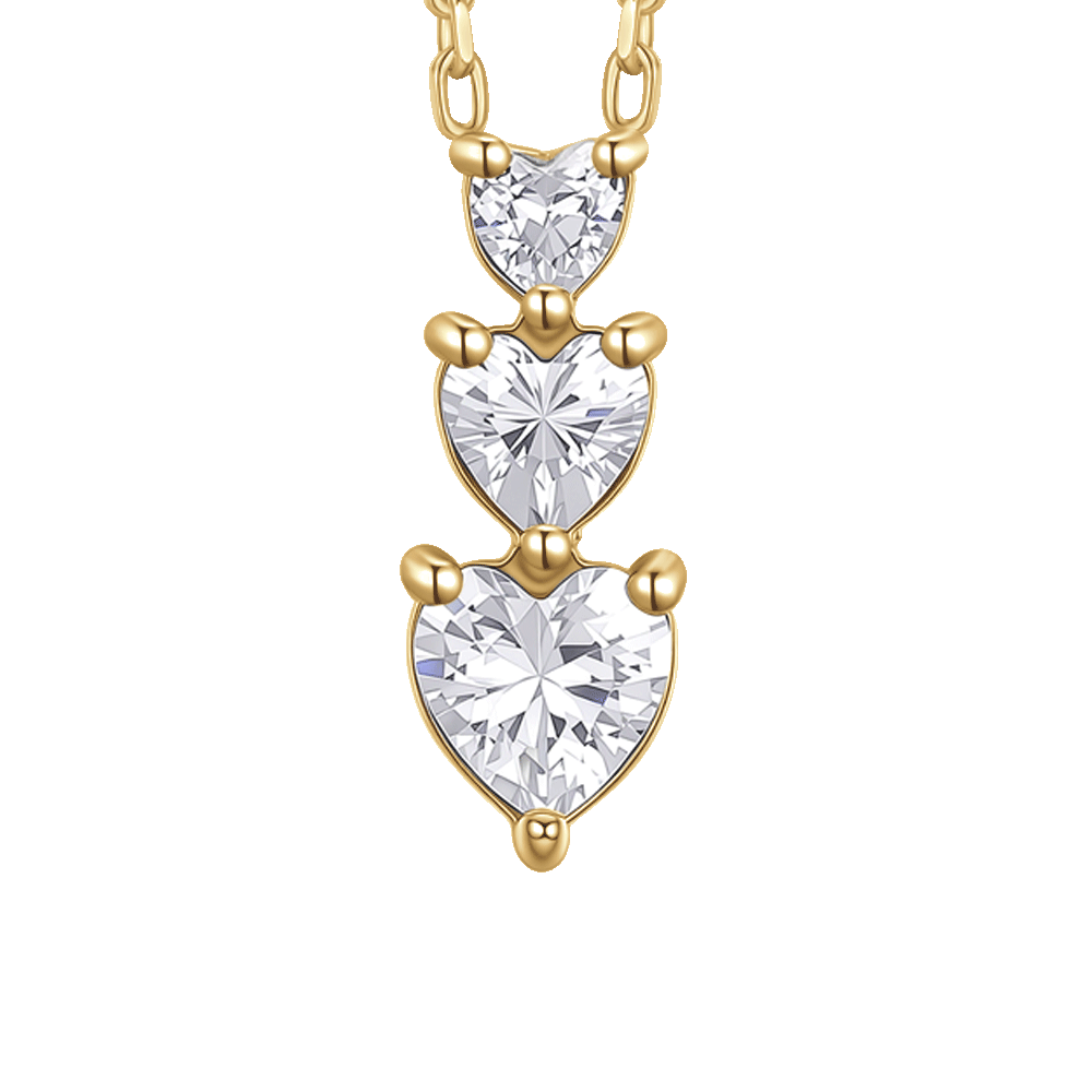 COLLANA DONNA IN ACCIAIO IP GOLD CON CUORI CON ZIRCONI BIANCHI