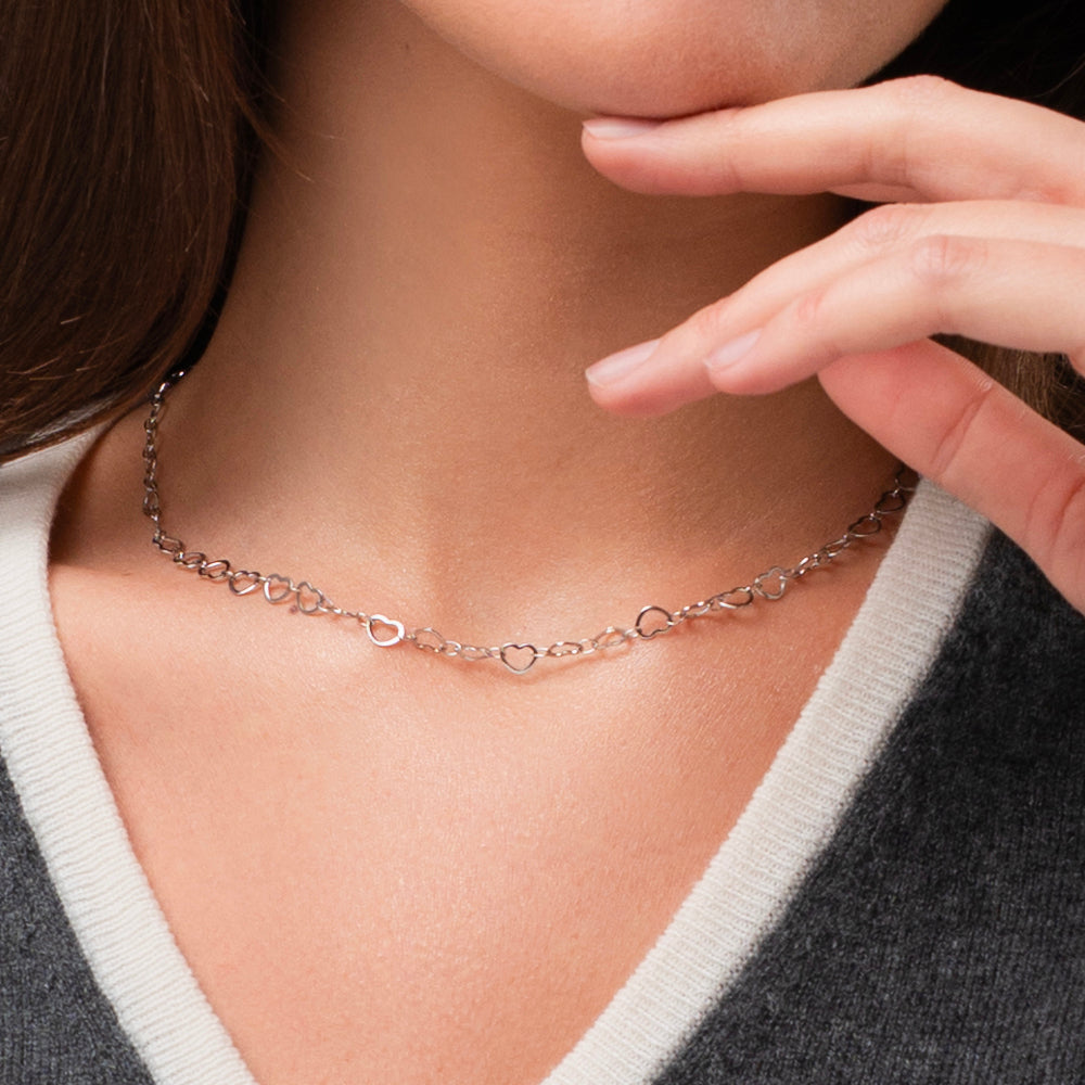 COLLANA DONNA IN ACCIAIO CON CUORI