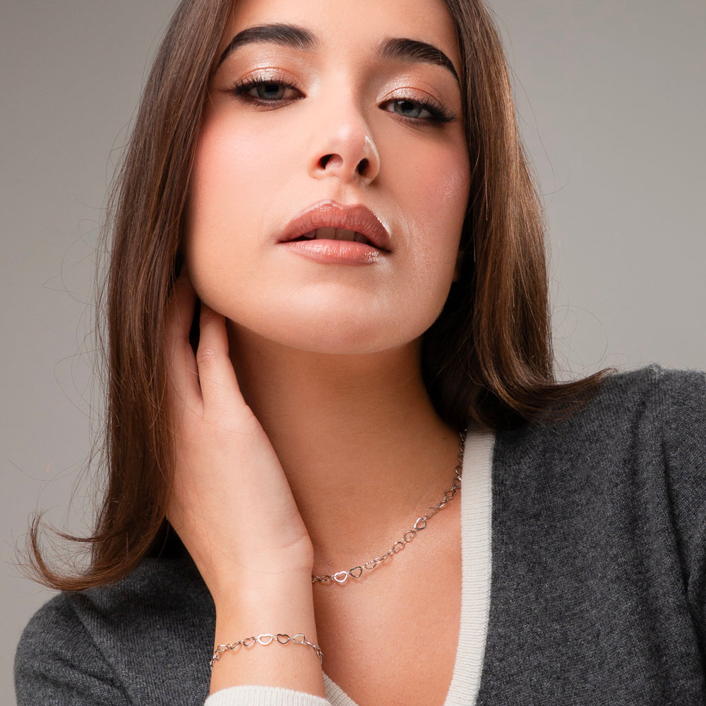 COLLANA DONNA IN ACCIAIO CON CUORI