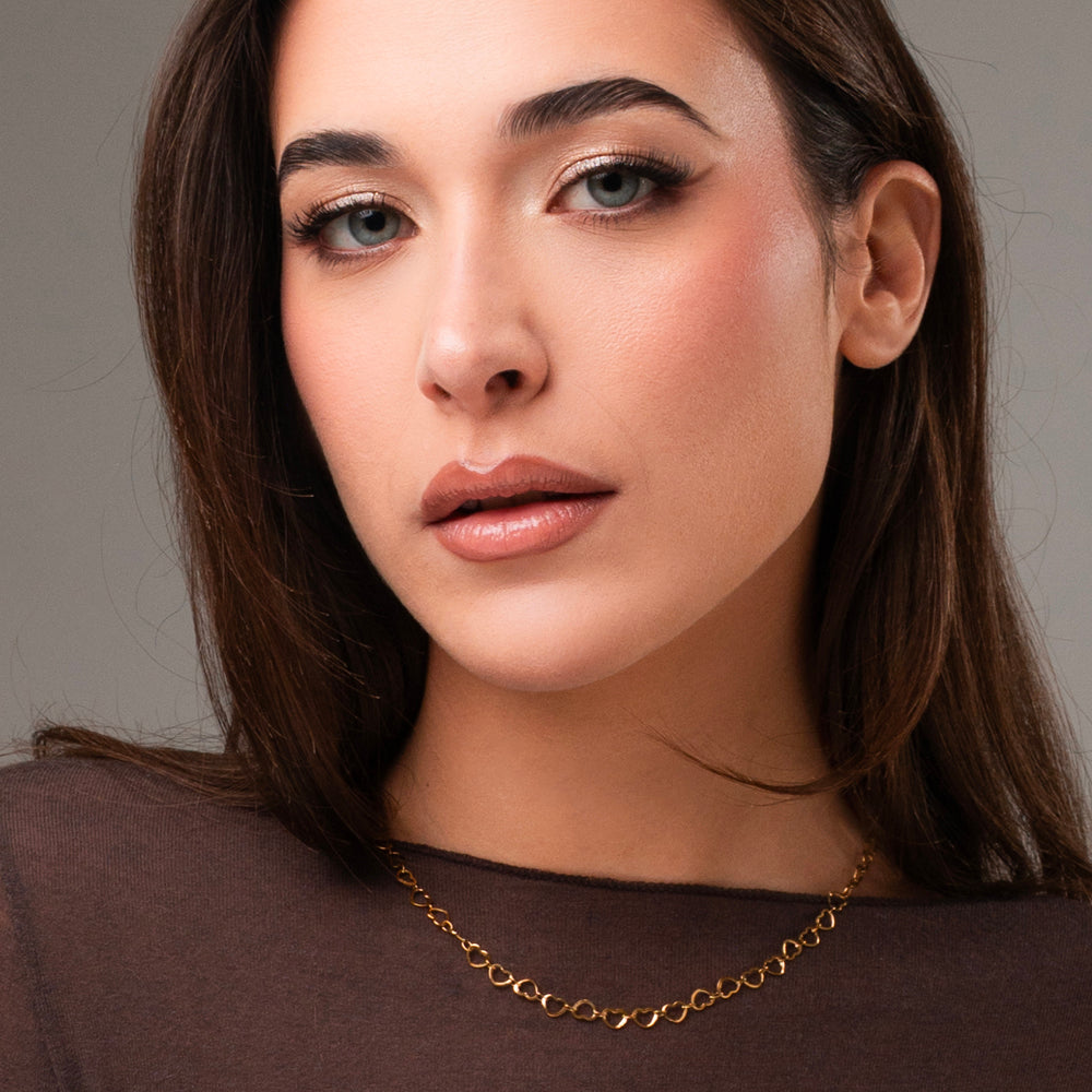 COLLANA DONNA IN ACCIAIO IP GOLD CON CUORI