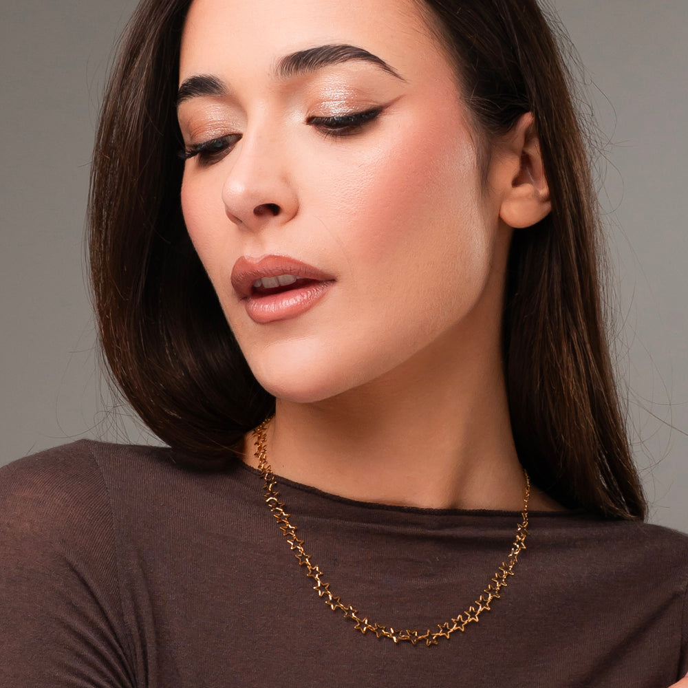 IP GOLD STEEL WOMEN'S NECKLACE WITH STARS