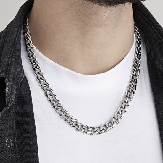 UNISEX STEEL NECKLACE WITH CHAIN MESH 11 MM Luca Barra