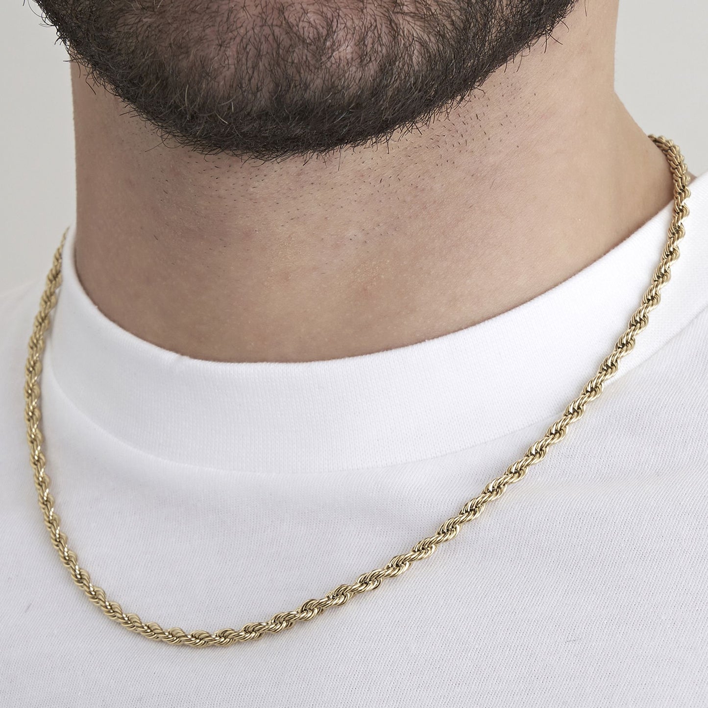 4MM IP GOLD STEEL UNISEX TORCHON NECKLACE