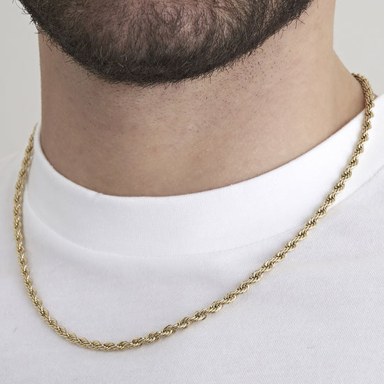 4MM IP GOLD STEEL UNISEX TORCHON NECKLACE