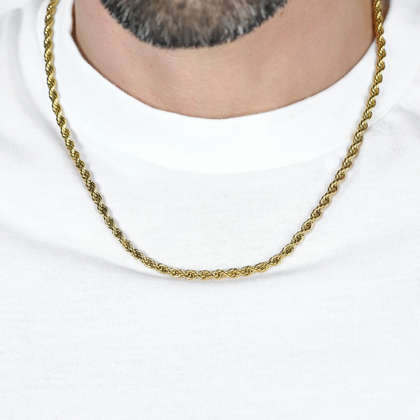 4MM IP GOLD STEEL UNISEX TORCHON NECKLACE