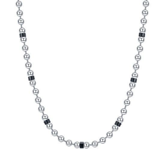 MEN'S STEEL NECKLACE WITH BLACK ELEMENTS Luca Barra