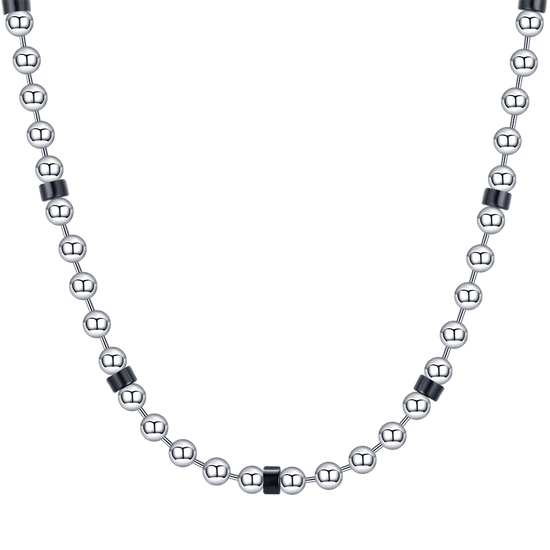 STEEL MEN'S NECKLACE WITH BLACK ELEMENTS