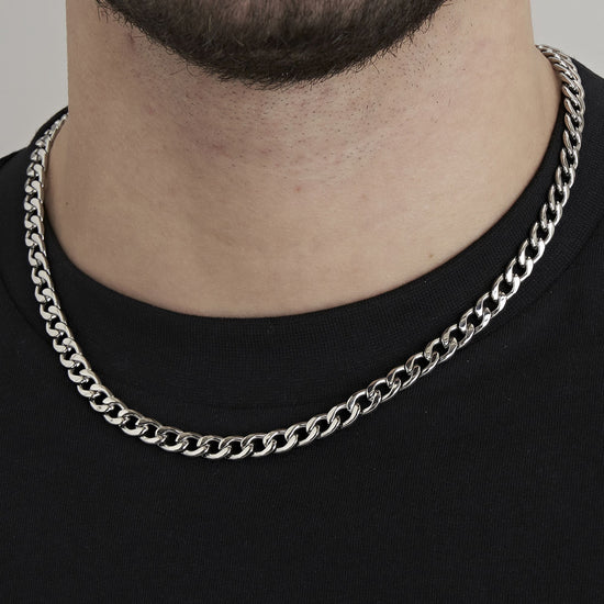 MEN'S STEEL NECKLACE WITH 7 MM GROUMETTE MESH Luca Barra