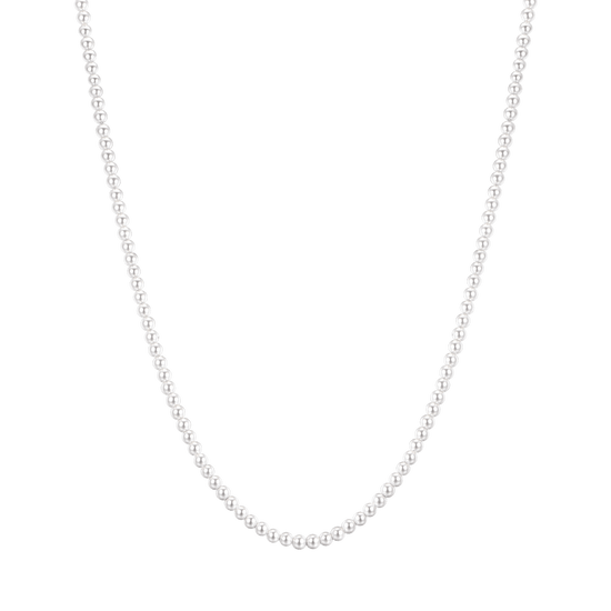 STEEL MEN'S NECKLACE WITH WHITE PEARLS